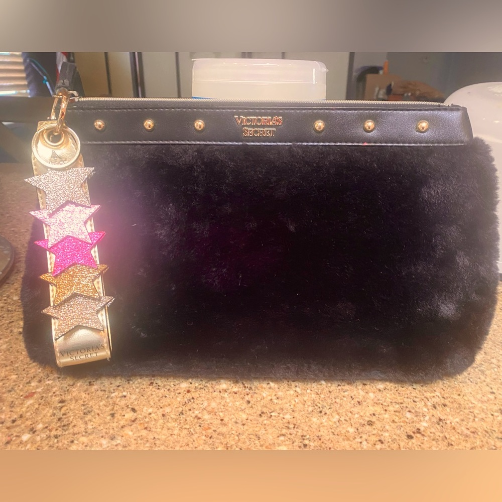 VS BLACK Fuzzy purse wristlet clutch